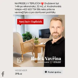 Propagace na Facebooku - Radek Vavřina, 3P Bydlení