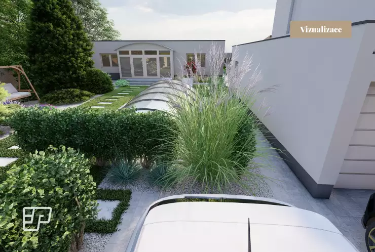 Vizualizace - pohled na dům z ulice