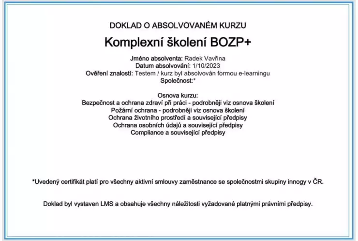 Komplexní školení BOZP+