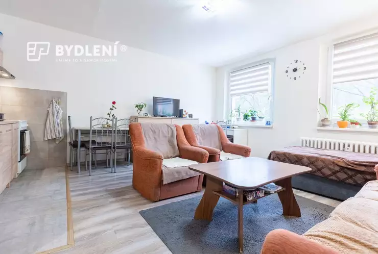 obývací pokoj s kuchyňským koutem