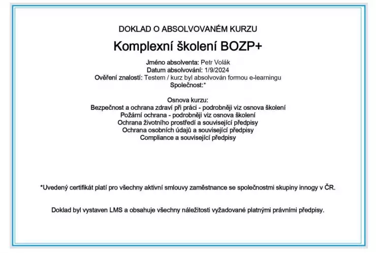 Kompletní školení BOZP