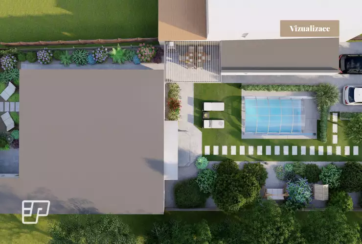 Vizualizace - pohled na dům shora