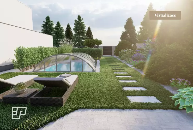 Vizualizace pohled z domu směrem k ulici