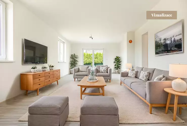 Vizualizace obývacího pokoje