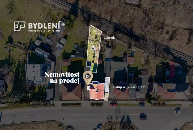 vyznačení domu, garáže a zahrady