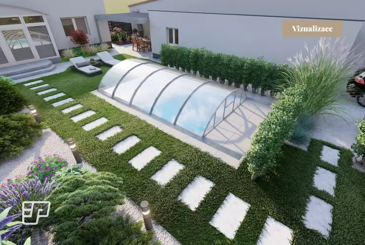Vizualizace zahrady s bazénem