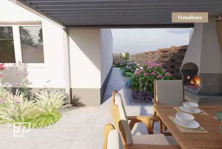Vizualizace pergoly u domu